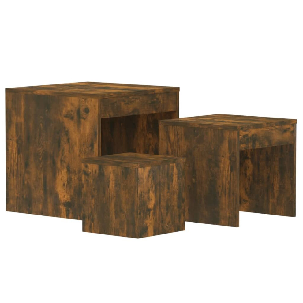 (smoked oak) vidaXL Nesting Tables Living Room Side Table End Table 3 pcs Engineered Wood