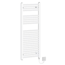 (1200x450mm - 500W) WarmeHaus Electric Heated Towel Rail Prefilled White Bathroom Ladder Radiator Straight