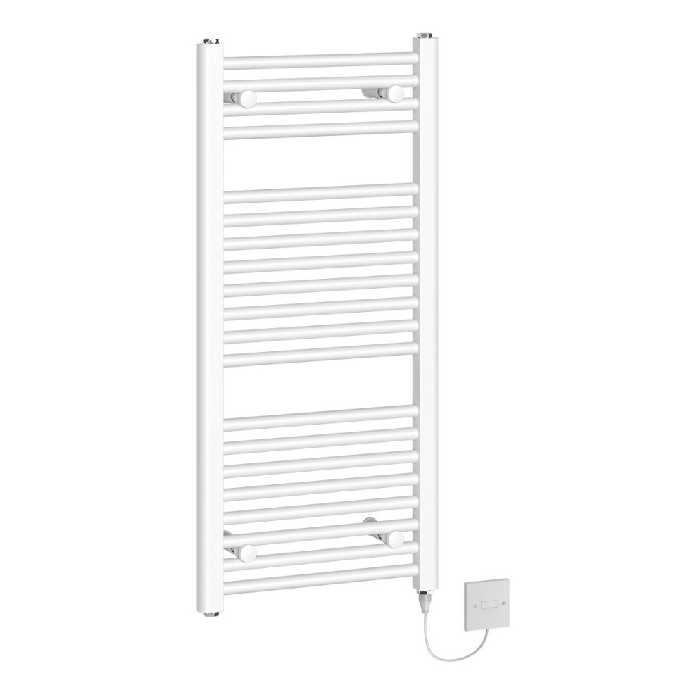 (970x450mm - 500W) WarmeHaus Electric Heated Towel Rail Prefilled White Bathroom Ladder Radiator Straight