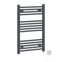 (800x500mm - 300W) WarmeHaus Anthracite Electric Pre-Filled Straight Heated Towel Rail Radiator