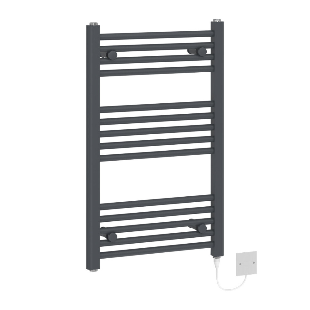 Warmehaus (800X500mm - 300W) Electric Pre-Filled Straight Heated Towel Rail Radiator Anthracite