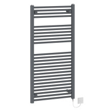 (1200x600mm - 500W) WarmeHaus Anthracite Electric Pre-Filled Straight Heated Towel Rail Radiator