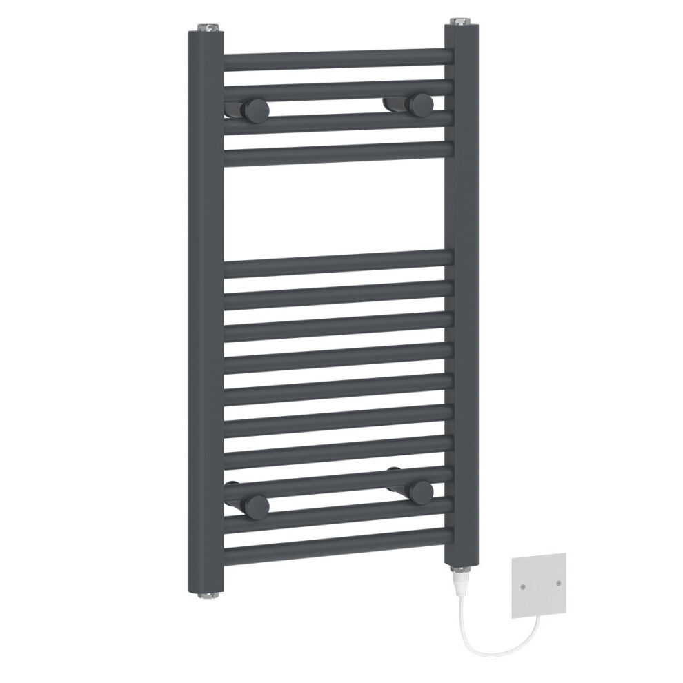Warmehaus (700X400mm - 300W) Electric Pre-Filled Straight Heated Towel Rail Radiator Anthracite