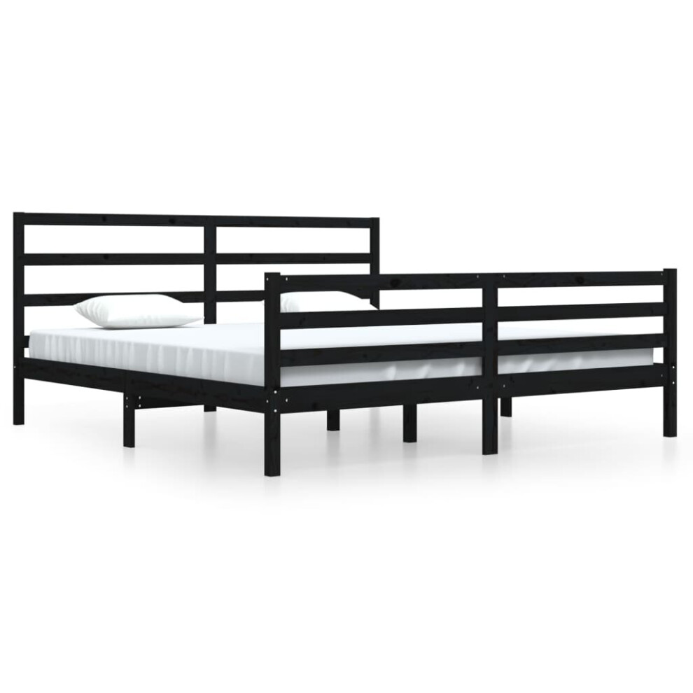 (black, 200 x 200 cm) vidaXL Solid Wood Pine Bed Frame Wooden Bedstead Bed Base Multi Colours/Sizes