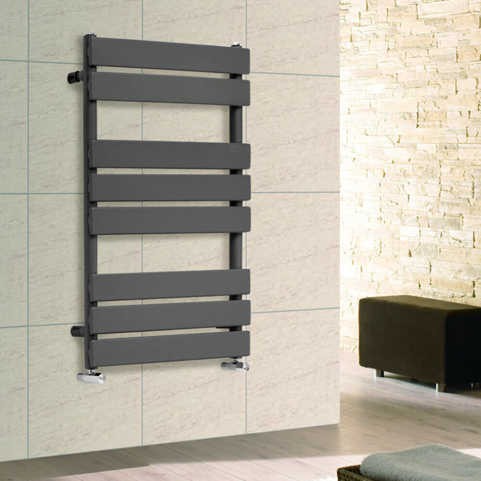 (800x600mm) WarmeHaus Flat Panel Anthracite Bathroom Heated Towel Rail Ladder Radiator Warmer