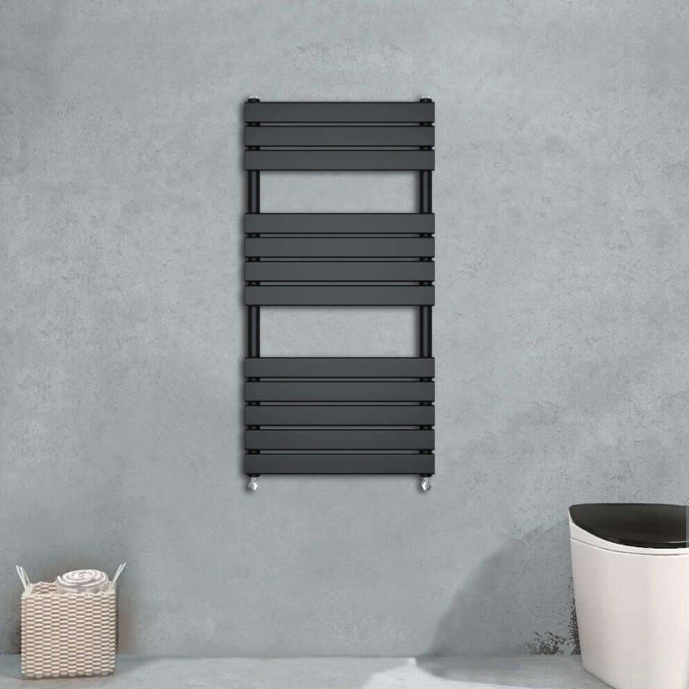 (1200x600mm) WarmeHaus Flat Panel Anthracite Bathroom Heated Towel Rail Ladder Radiator Warmer