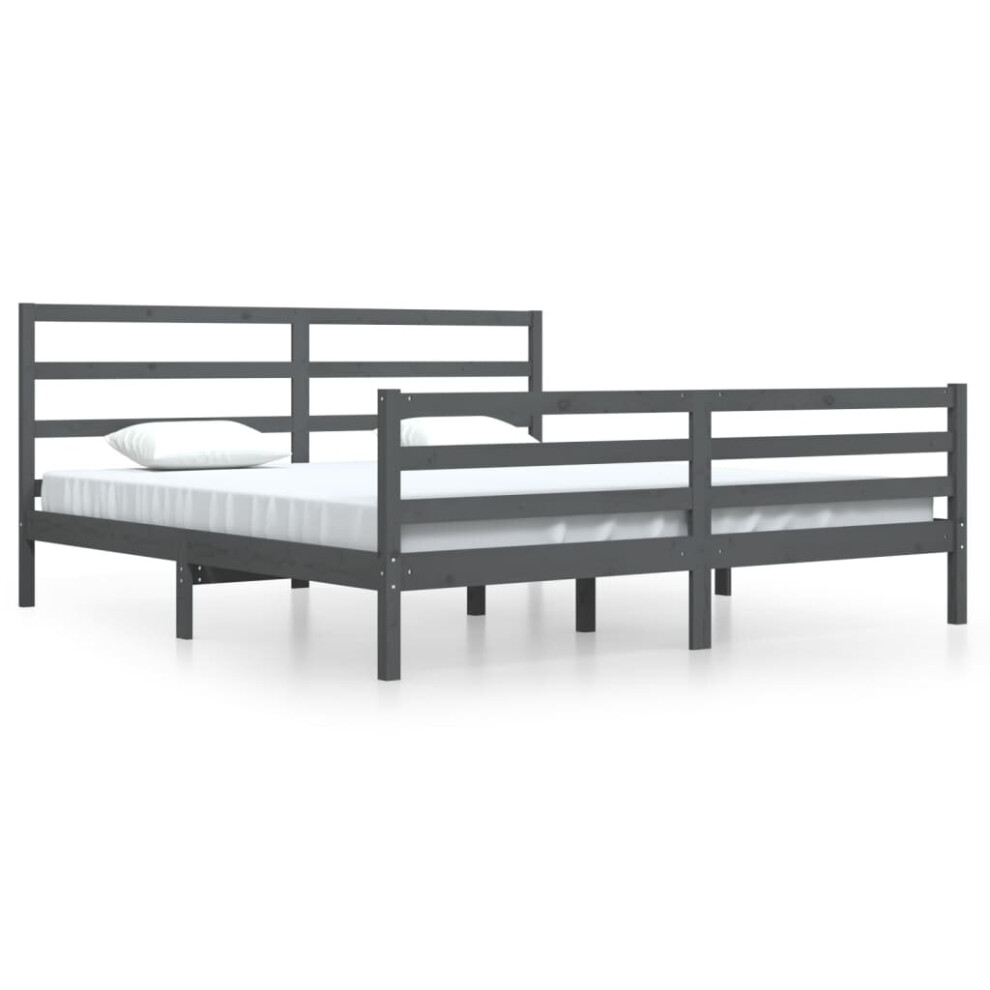 Vidaxl (Grey, 200 X 200 Cm) Solid Wood Pine Bed Frame Wooden Bedstead Bed Base Multi Colours/Sizes