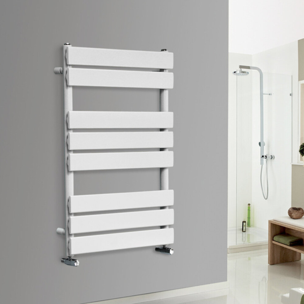Warmehaus (800X600mm) Flat Panel Bathroom Heated Towel Rail Ladder Radiator Warmer White