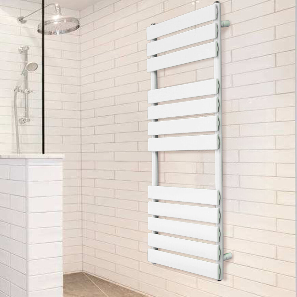 Warmehaus (1200X600mm) Flat Panel Bathroom Heated Towel Rail Ladder Radiator Warmer White