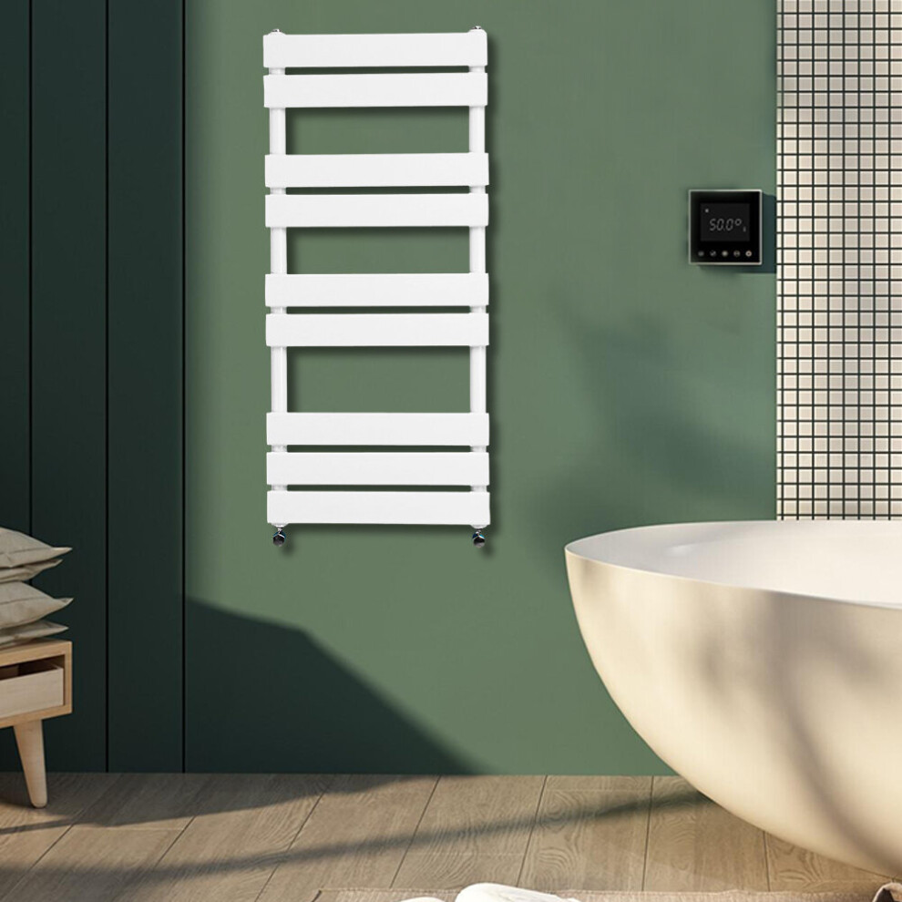 Warmehaus (1000X600mm) Flat Panel Bathroom Heated Towel Rail Ladder Radiator Warmer White