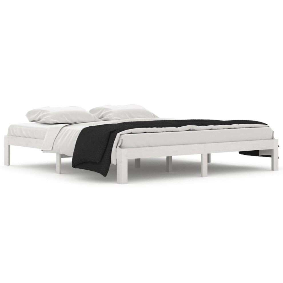 Vidaxl (White, 6Ft Super King Size) Solid Wood Pine Bed Frame Bed Base Furniture Multi Colours Multi Sizes