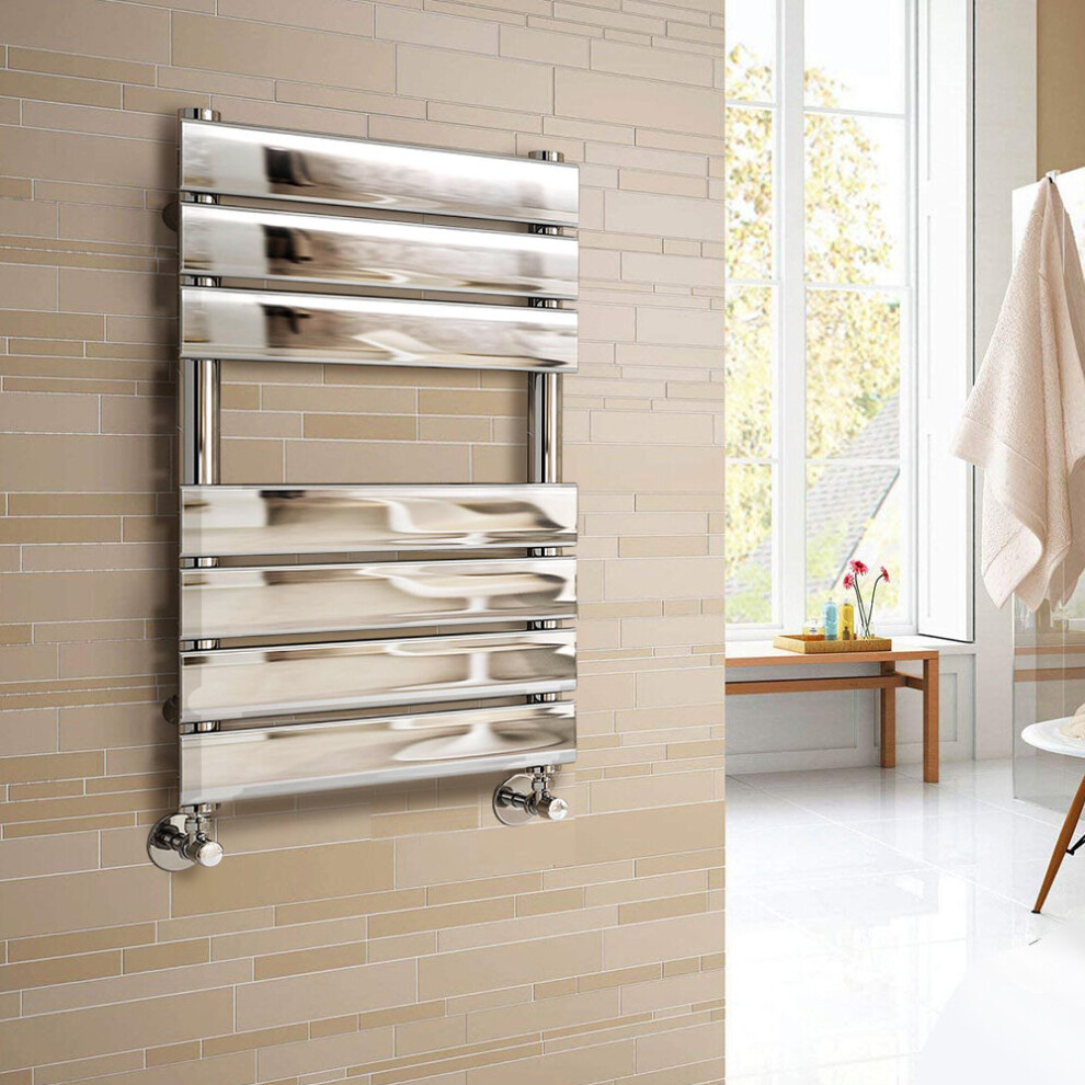 (650x500mm) WarmeHaus Heated Towel Rail Radiator For Bathroom Ladder Flat Panel Chrome