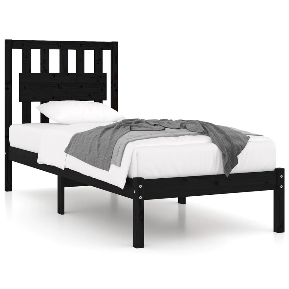 (black, 75 x 190 cm) vidaXL Solid Wood Pine Bed Frame Indoor Wooden Bedstead Multi Colours/Sizes