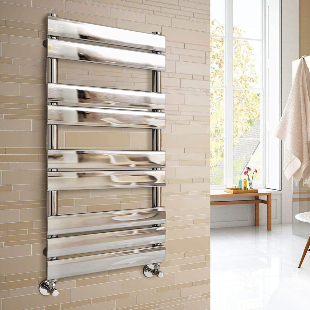 (1000x450mm) WarmeHaus Heated Towel Rail Radiator For Bathroom Ladder Flat Panel Chrome