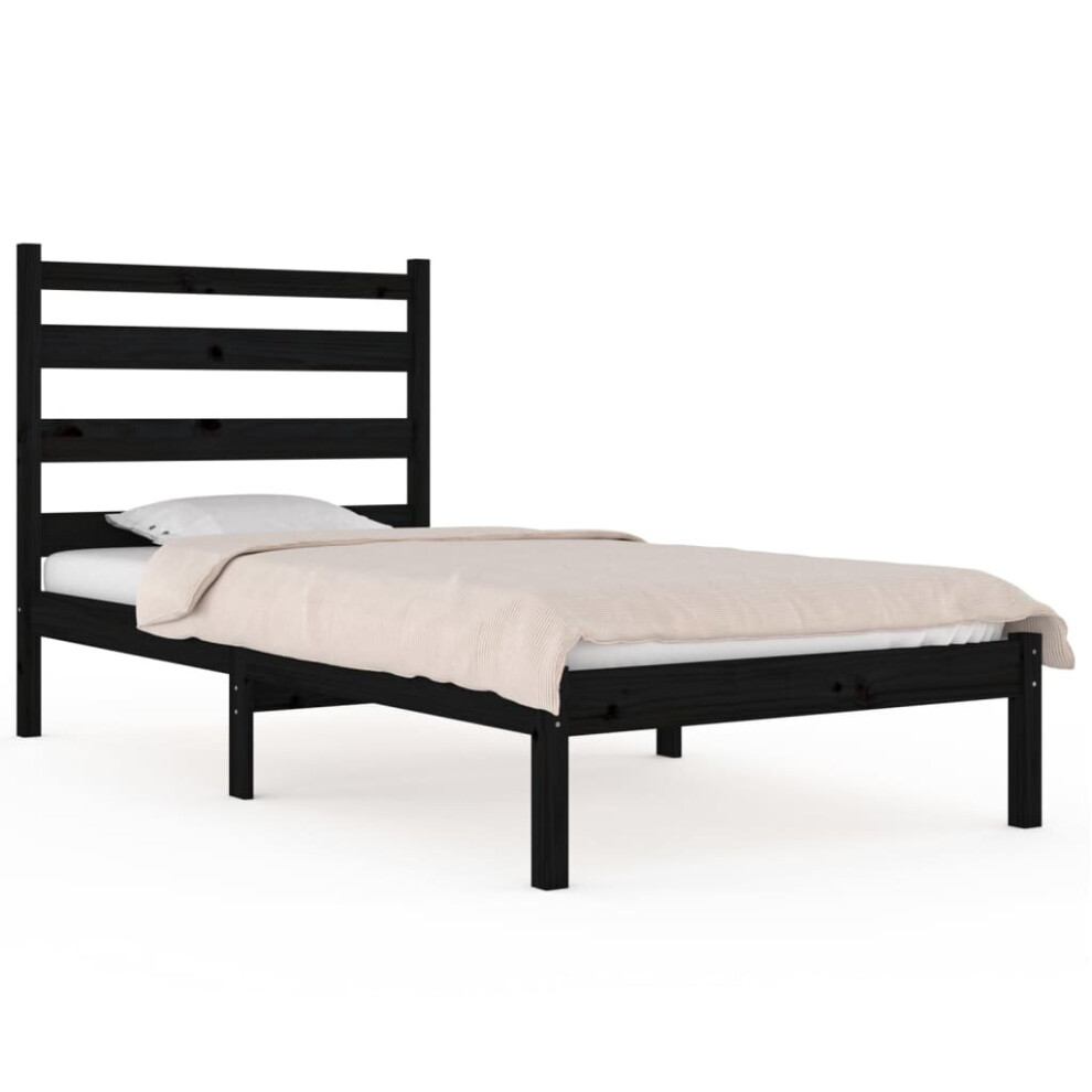 (black, 75 x 190 cm) vidaXL Solid Wood Pine Bed Frame Wooden Bedstead Bed Base Multi Colours/Sizes