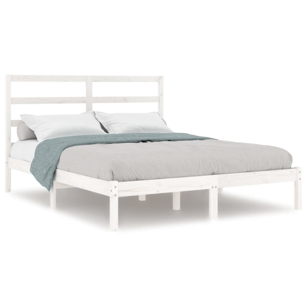 Vidaxl White (, 160 X 200 Cm) Solid Wood Pine Bed Frame Wooden Platform Bed Multi Colours Multi Sizes
