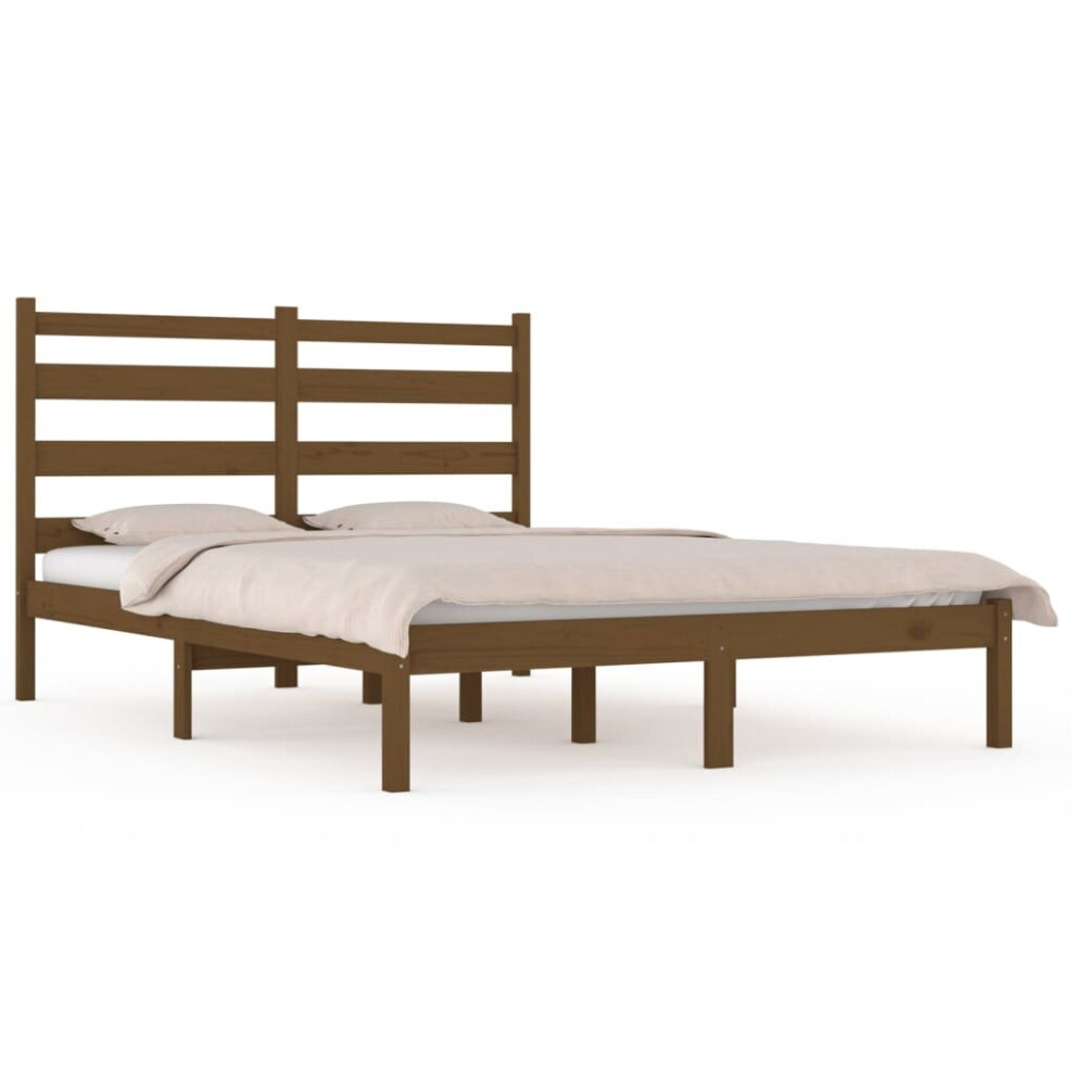 Vidaxl (Honey Brown, 200 X 200 Cm) Solid Wood Pine Bed Frame Wooden Bedstead Bed Base Multi Colours/Sizes