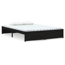 (black, 140 x 190 cm) vidaXL Solid Wood Bed Frame Bedroom Bedstead Bed Base Multi Colours/Sizes