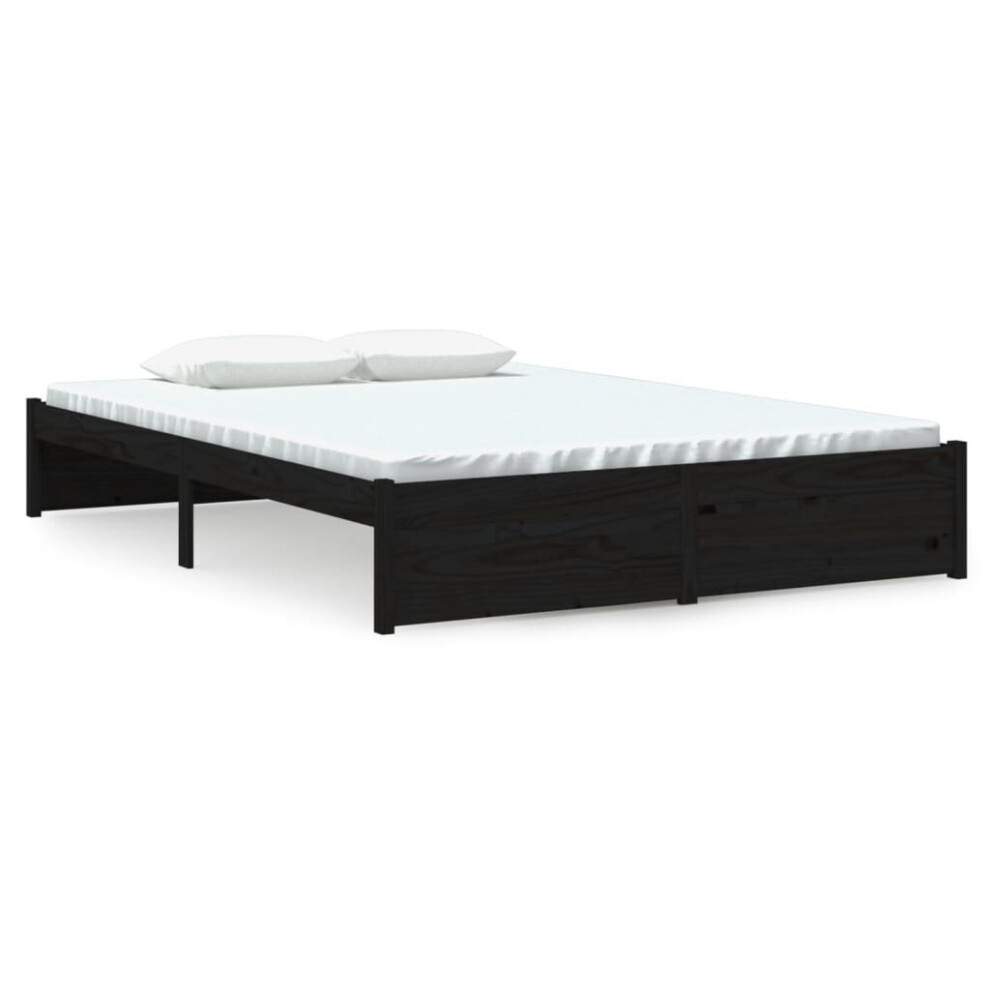 Vidaxl (Black, 140 X 190 Cm) Solid Wood Bed Frame Bedroom Bedstead Bed Base Multi Colours/Sizes