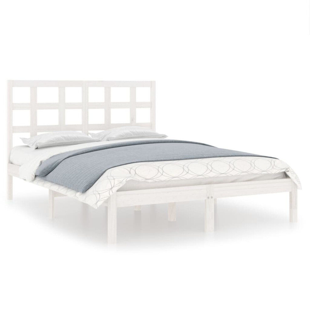 Vidaxl White (, 140 X 190 Cm) Solid Wood Bed Frame Bedroom Bedstead Bed Base Multi Colours/Sizes