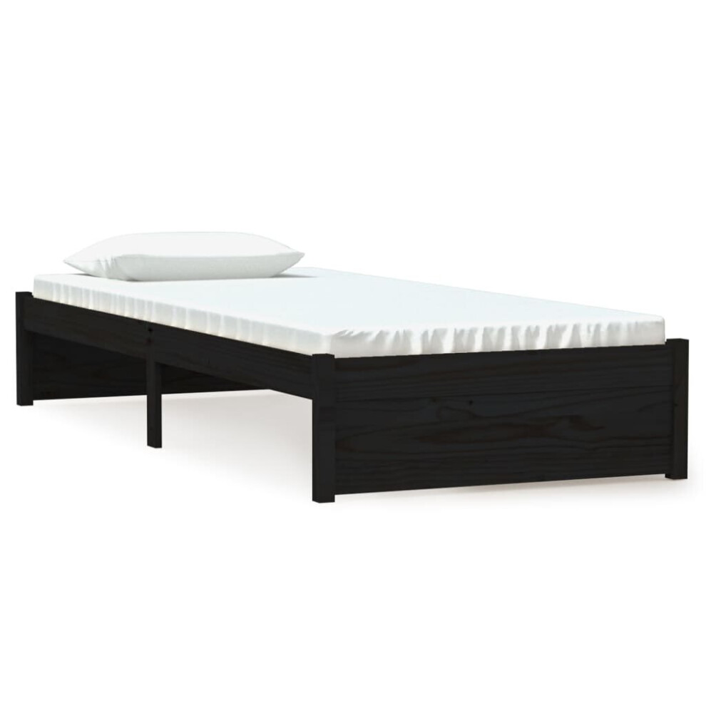 Vidaxl (Black, 75 X 190 Cm) Solid Wood Bed Frame Bedroom Bedstead Bed Base Multi Colours/Sizes