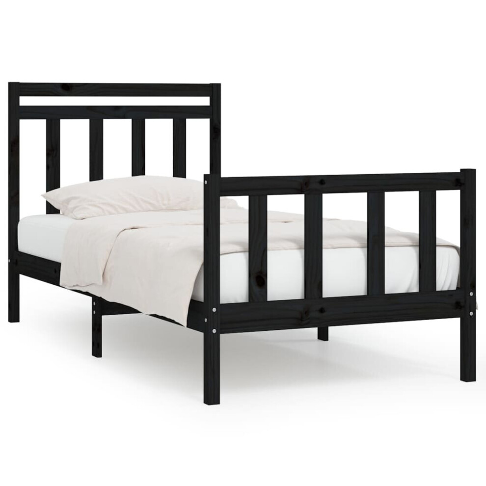 (black, 90 x 200 cm) vidaXL Solid Wood Pine Bed Frame Wooden Bedstead Bed Base Multi Colours/Sizes