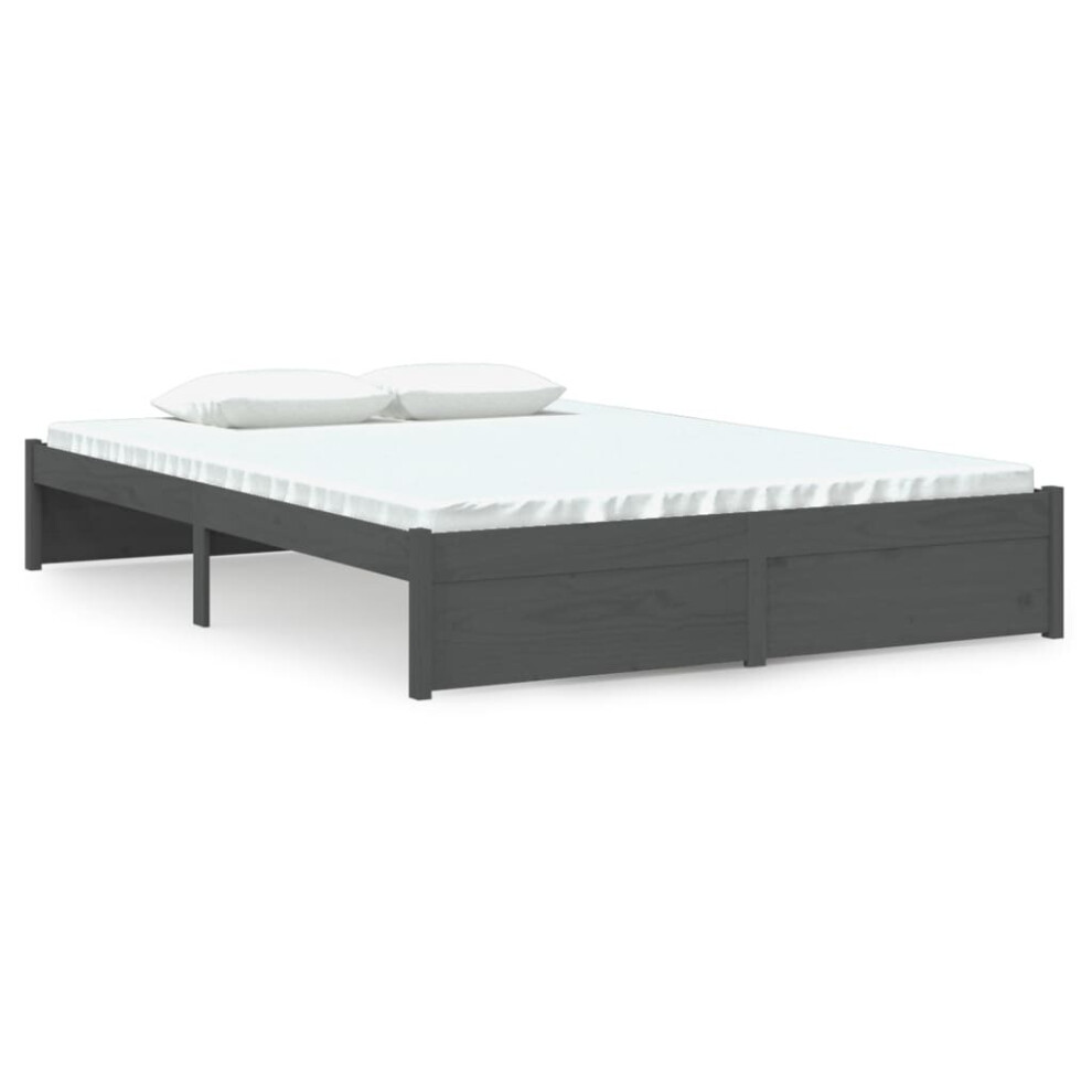 Vidaxl (Grey, 140 X 200 Cm) Solid Wood Bed Frame Bedroom Bedstead Bed Base Multi Colours/Sizes