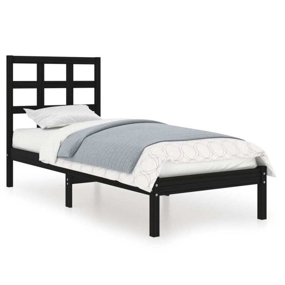 (black, 75 x 190 cm) vidaXL Solid Wood Bed Frame Bedroom Bedstead Bed Base Multi Colours/Sizes