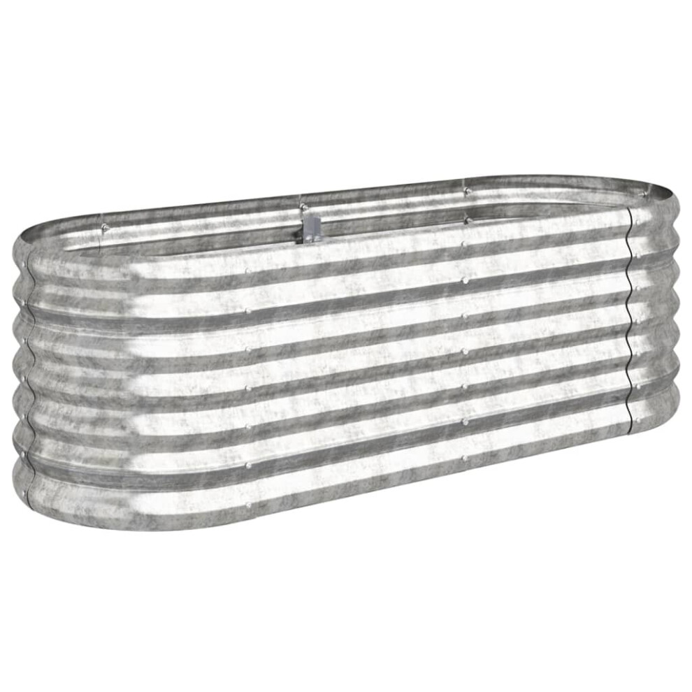 Vidaxl (Silver, 114 X 40 X 36 Cm) Garden Planter Patio Flower Pot Raised Garden Bed Powder-Coated Steel