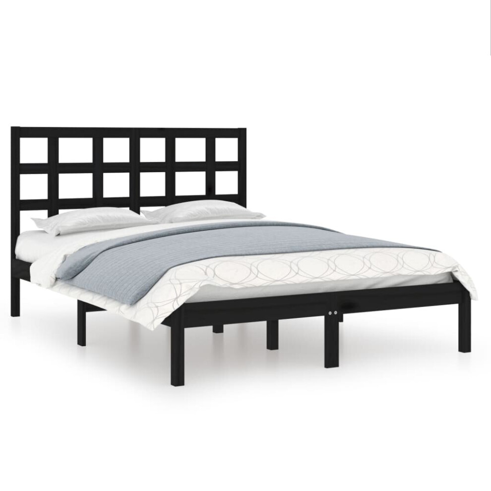 Vidaxl (Black, 140 X 190 Cm) Solid Wood Bed Frame Bedroom Bedstead Bed Base Multi Colours/Sizes