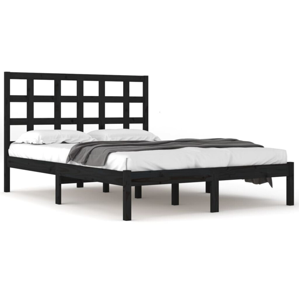 Vidaxl (Black, 200 X 200 Cm) Solid Wood Bed Frame Bedroom Bedstead Bed Base Multi Colours/Sizes