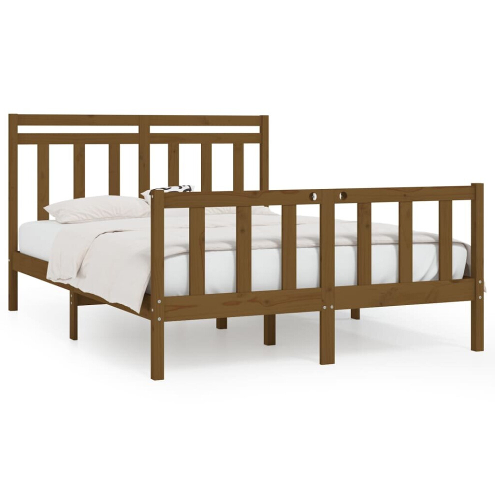 (honey brown, 150 x 200 cm) vidaXL Solid Wood Pine Bed Frame Wooden Bedstead Bed Base Multi Colours/Sizes