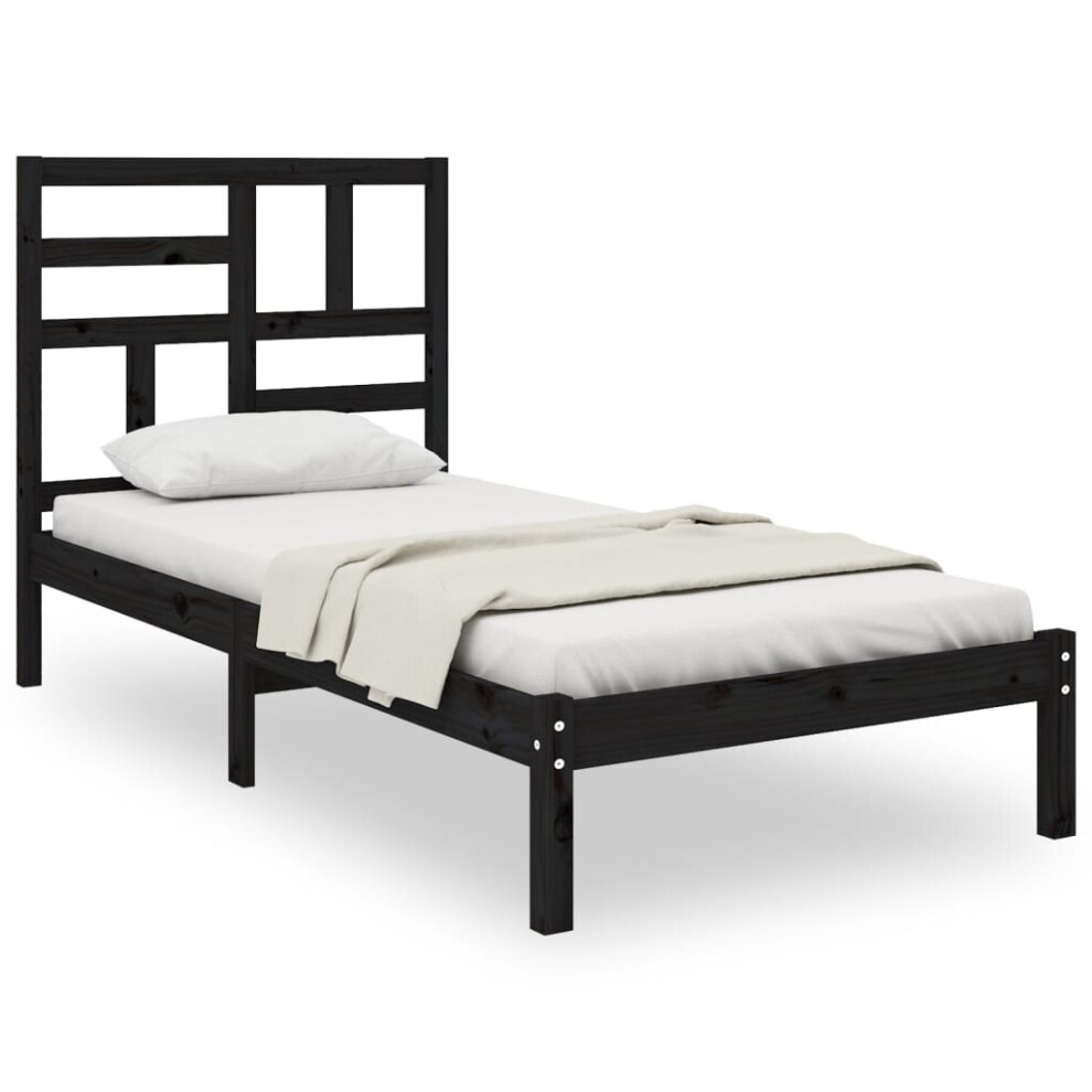 (black, 75 x 190 cm) vidaXL Solid Wood Bed Frame Home Wooden Bedstead Bed Base Multi Colours/Sizes