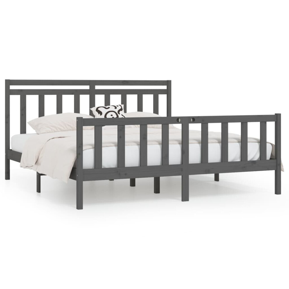 (grey, 200 x 200 cm) vidaXL Solid Wood Pine Bed Frame Wooden Bedstead Bed Base Multi Colours/Sizes