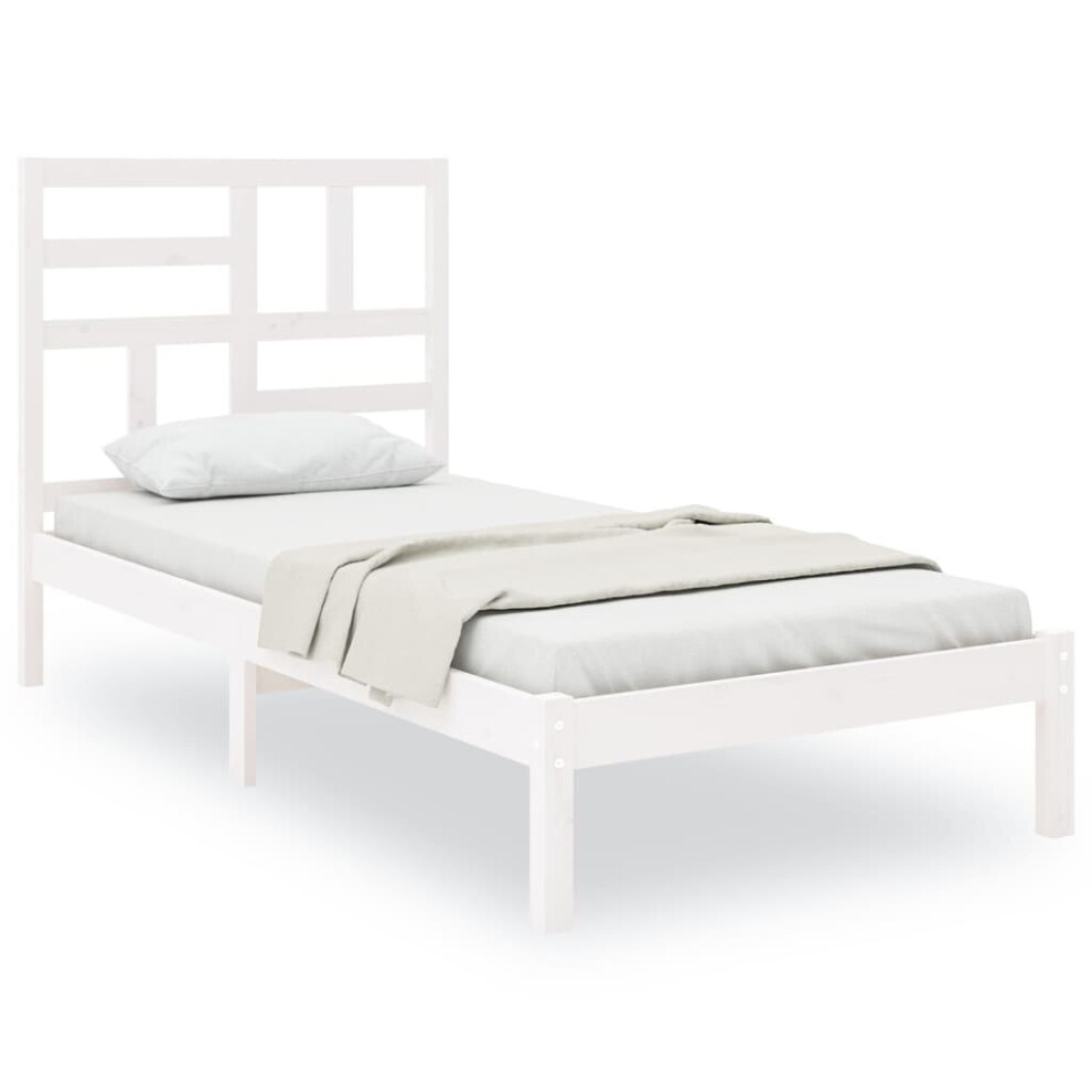 (white, 75 x 190 cm) vidaXL Solid Wood Bed Frame Home Wooden Bedstead Bed Base Multi Colours/Sizes