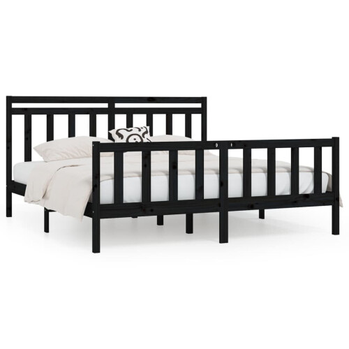 VidaXL (black, 200 x 200 cm) vidaXL Solid Wood Pine Bed Frame Wooden Bedstead Bed Base Multi Colours/Sizes