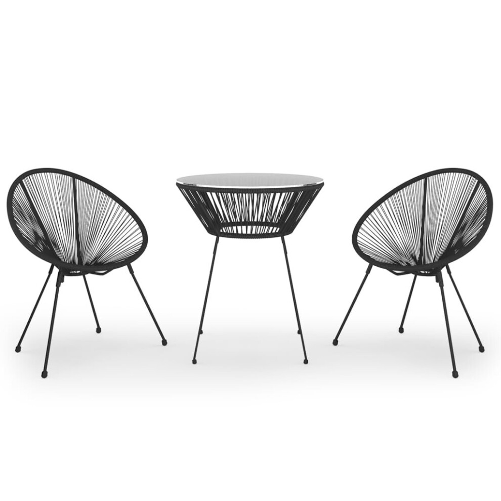 Vidaxl (3) Outdoor Dining Set Pvc Rattan Black Patio Dining Table Chair 3/5 Piece