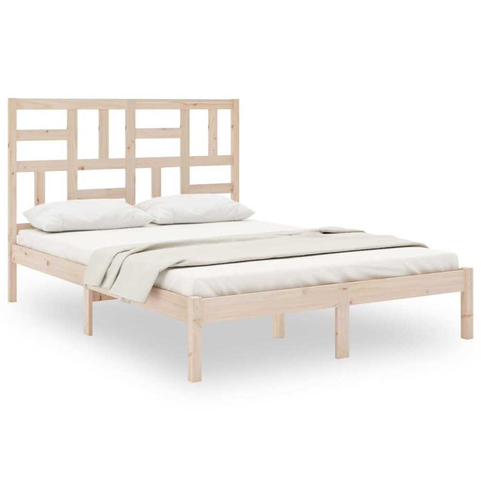 Vidaxl (Brown, 135 X 190 Cm) Solid Wood Bed Frame Home Wooden Bedstead Bed Base Multi Colours/Sizes