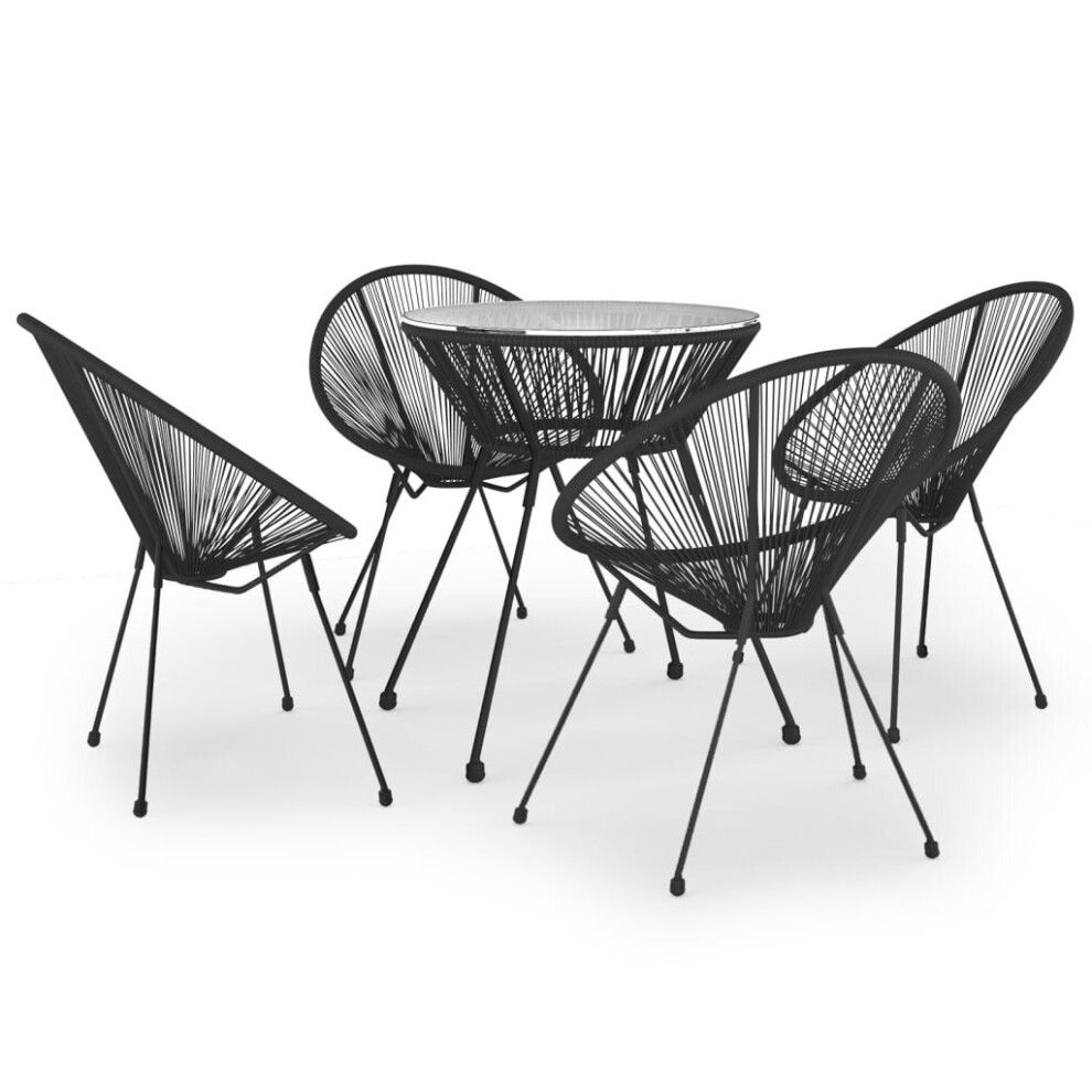 Vidaxl (5) Outdoor Dining Set Pvc Rattan Black Patio Dining Table Chair 3/5 Piece