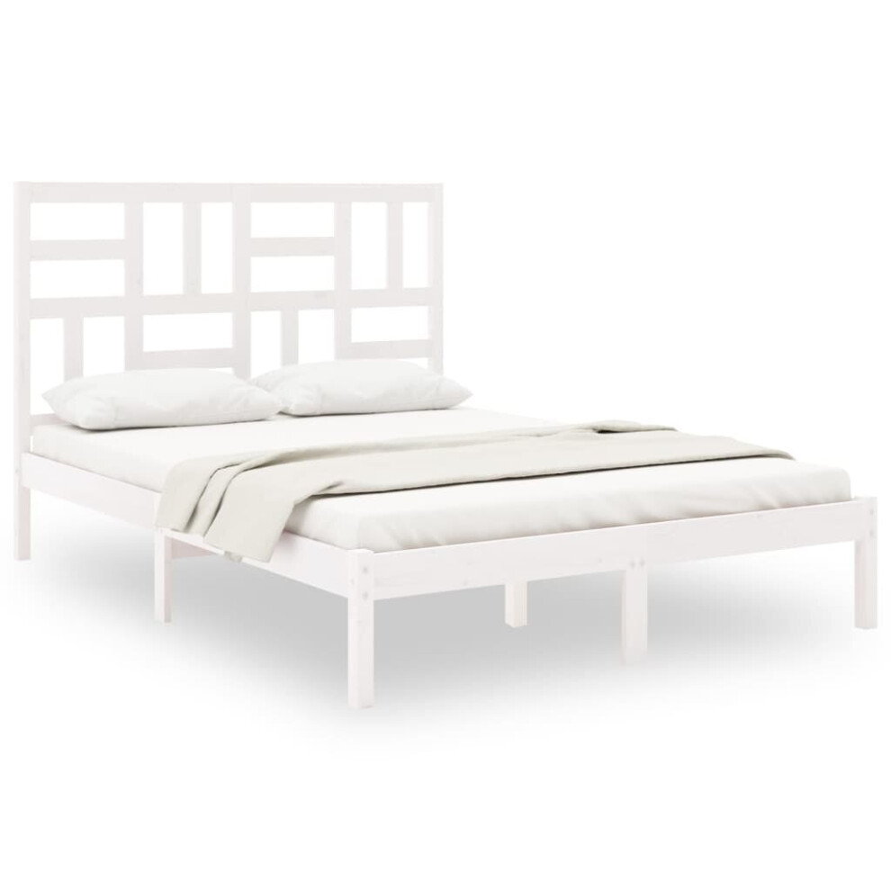 (white, 135 x 190 cm) vidaXL Solid Wood Bed Frame Home Wooden Bedstead Bed Base Multi Colours/Sizes