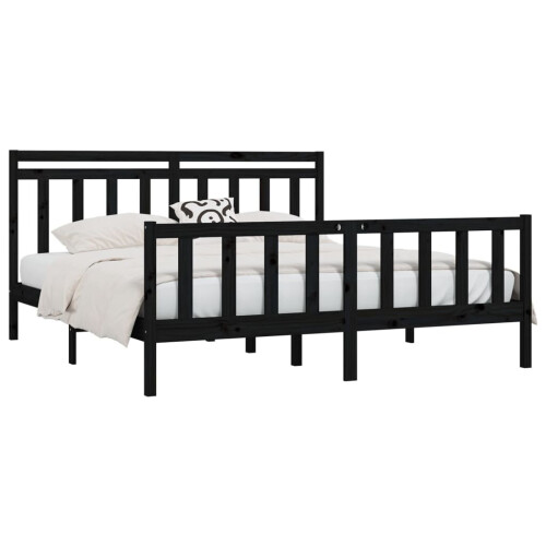 VidaXL (black, 200 x 200 cm) vidaXL Solid Wood Pine Bed Frame Wooden Bedstead Bed Base Multi Colours/Sizes 2