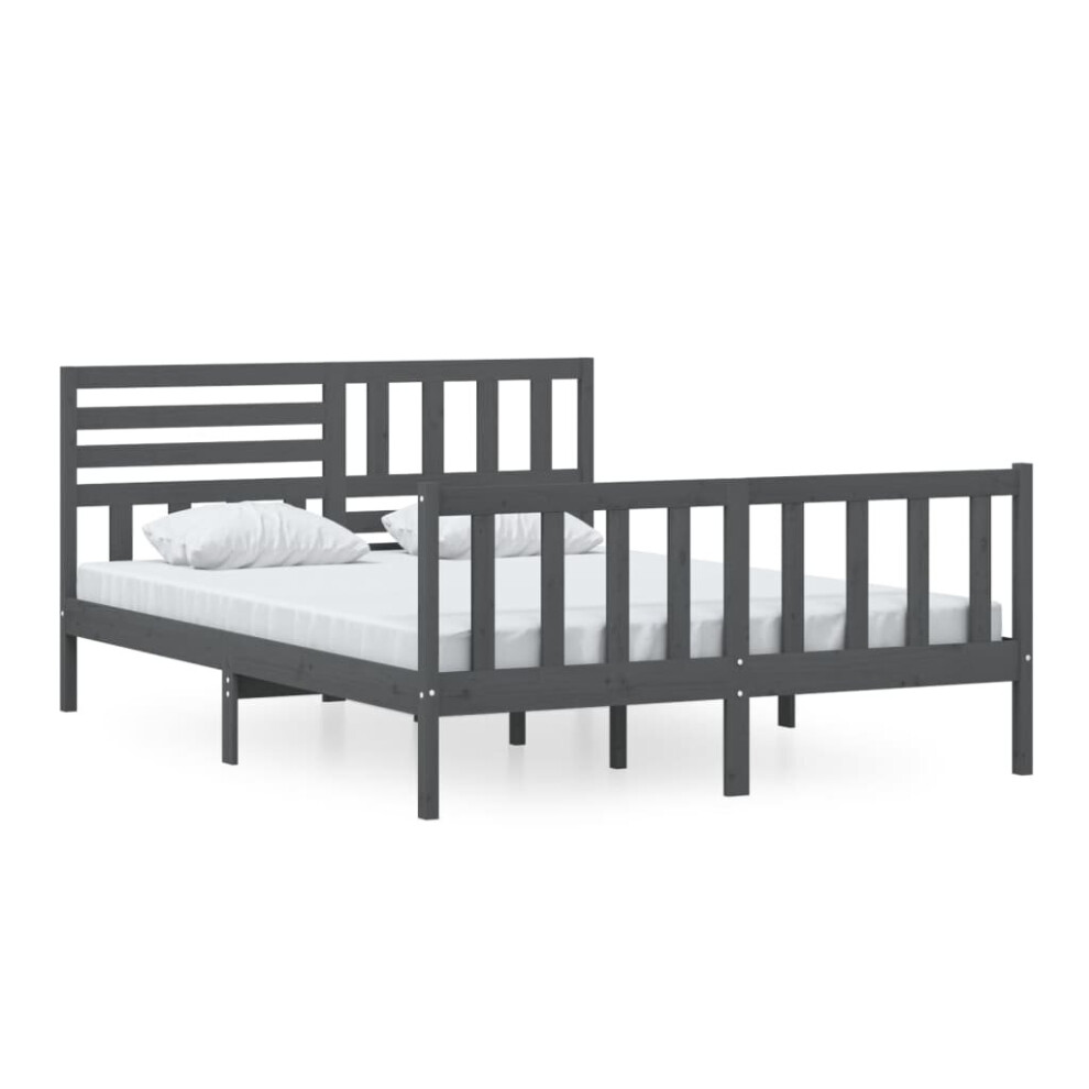 (grey, 150 x 200 cm) vidaXL Solid Wood Bed Frame Wooden Bedstead Furniture Multi Colours/Sizes