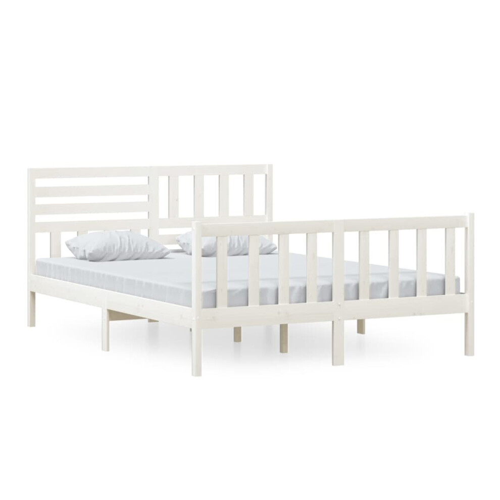 (white, 150 x 200 cm) vidaXL Solid Wood Bed Frame Wooden Bedstead Furniture Multi Colours/Sizes