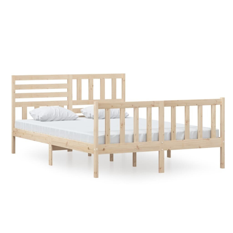 Vidaxl (Brown, 140 X 200 Cm) Bed Frame Bed Base Bedstead Bedroom Mattress Foundation Solid Wood