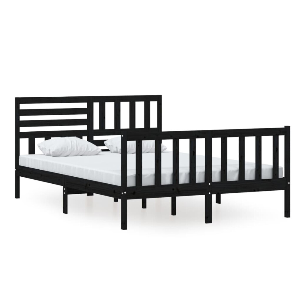 (black, 140 x 200 cm) vidaXL Solid Wood Bed Frame Wooden Bedstead Furniture Multi Colours/Sizes