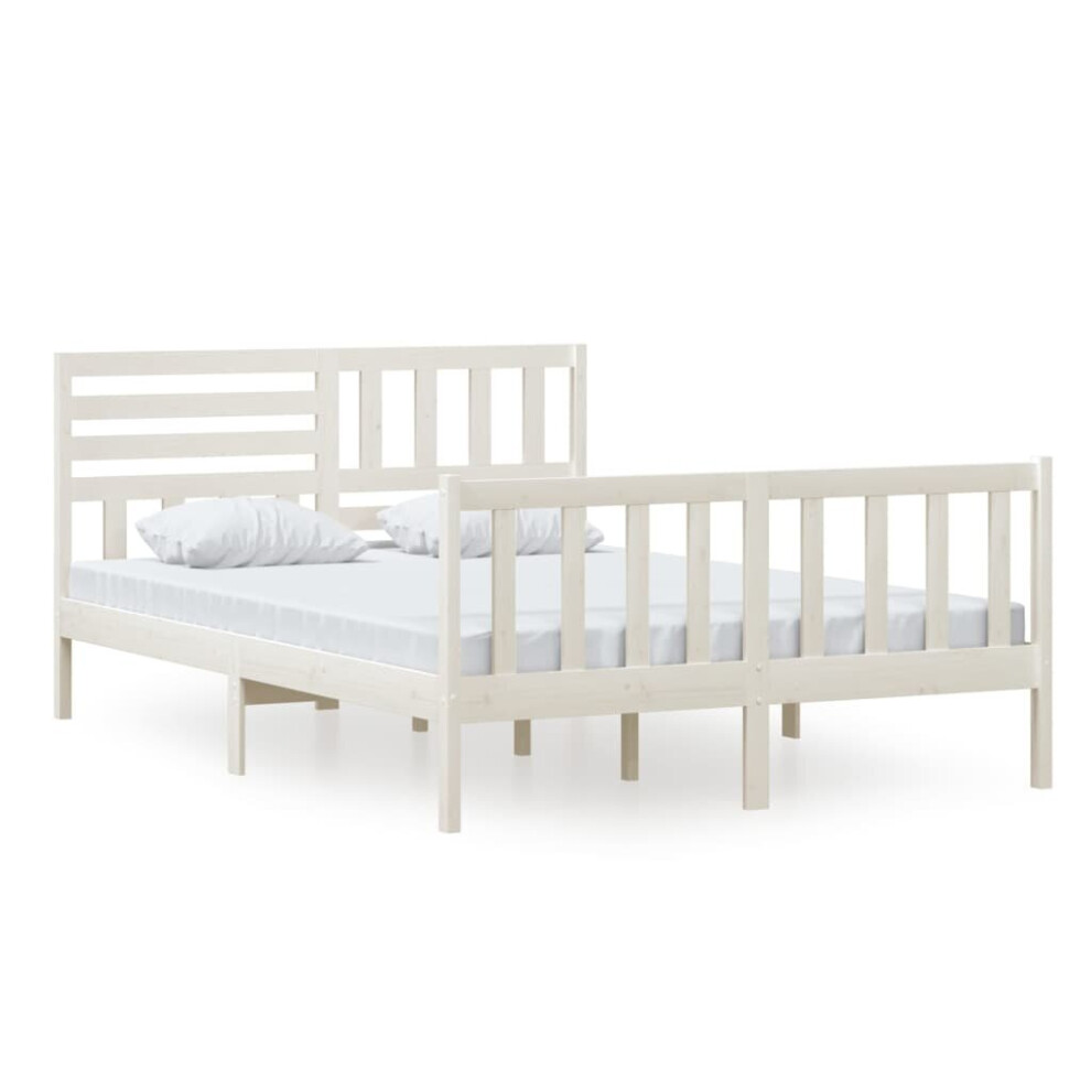 (white, 140 x 200 cm) vidaXL Solid Wood Bed Frame Wooden Bedstead Furniture Multi Colours/Sizes