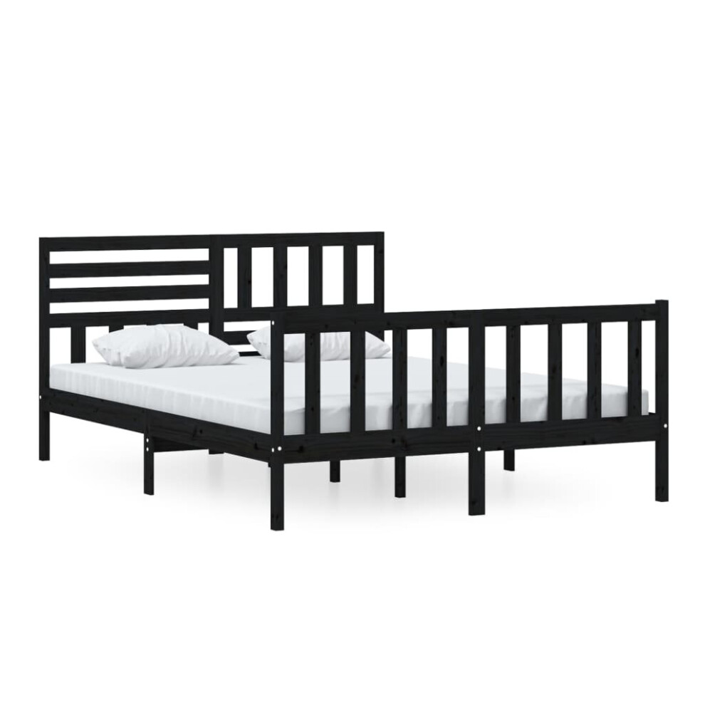 (black, 150 x 200 cm) vidaXL Solid Wood Bed Frame Wooden Bedstead Furniture Multi Colours/Sizes