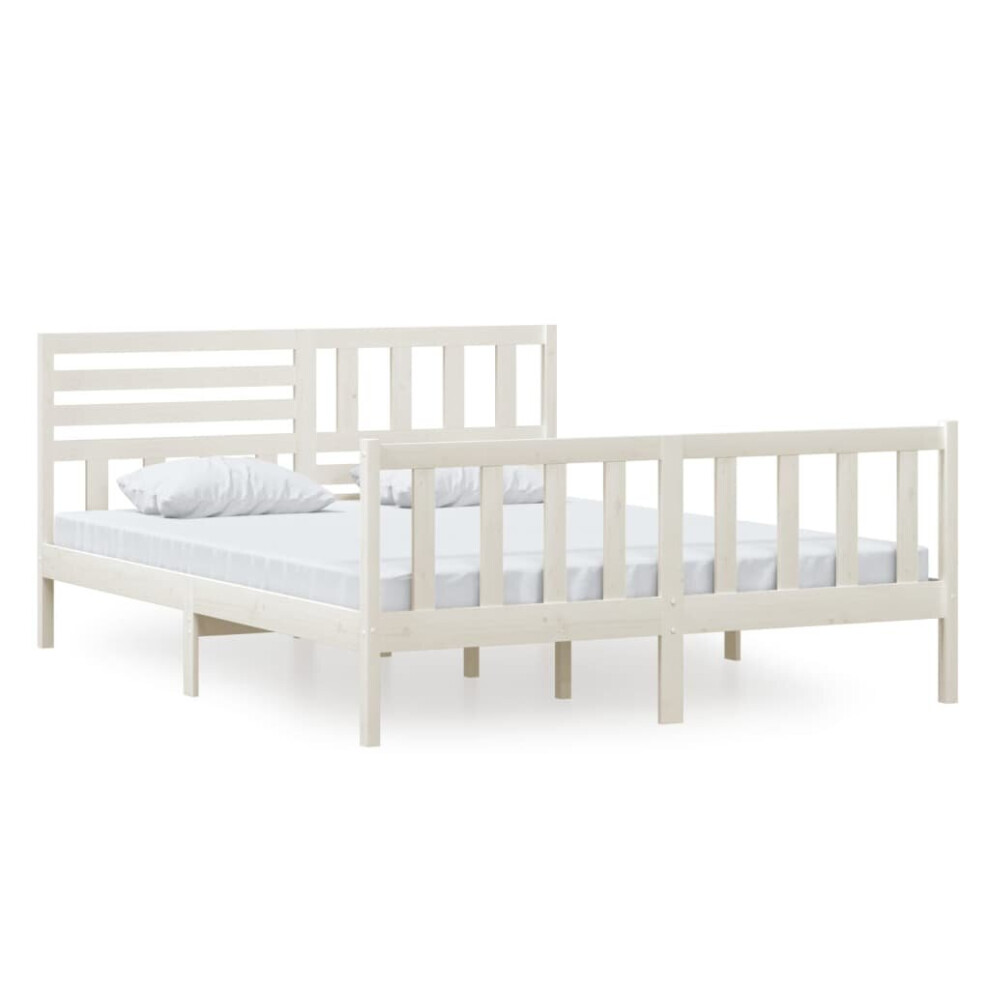 (white, 160 x 200 cm) vidaXL Solid Wood Bed Frame Wooden Bedstead Furniture Multi Colours/Sizes