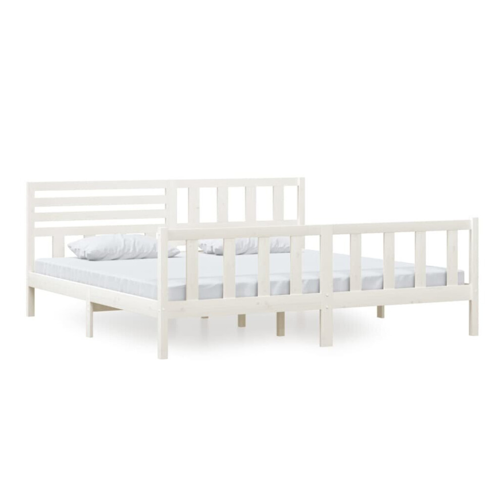 (white, 200 x 200 cm) vidaXL Solid Wood Bed Frame Wooden Bedstead Furniture Multi Colours/Sizes