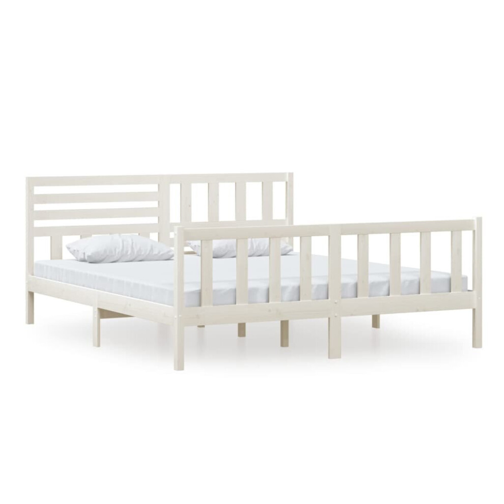 (white, 180 x 200 cm) vidaXL Solid Wood Bed Frame Wooden Bedstead Furniture Multi Colours/Sizes